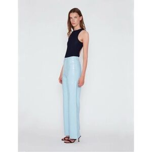 ROTATE Birger Christensen US 6 Blue Rotie Vegan Snake Leather Straight Leg Pants